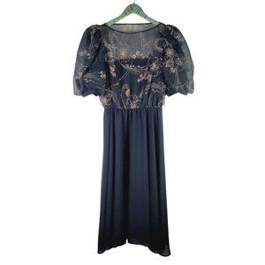 Vtg 1980's The Village Belle of Acton Sheer Shimmer Sparkle Cocktail Dress 11/12